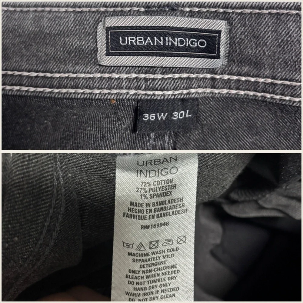 Urban Indigo 36x30 Slim Straight Jeans Gray Denim Stretch Casual‎ Skater Pants
